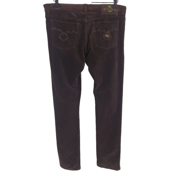 Etro Brushed Cotton Trousers Size IT 50 US 34 L Mens Brown Pants $625 - Picture 6 of 11